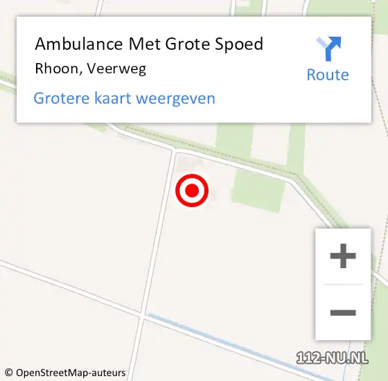 Locatie op kaart van de 112 melding: Ambulance Met Grote Spoed Naar Rhoon, Veerweg op 2 augustus 2023 15:39