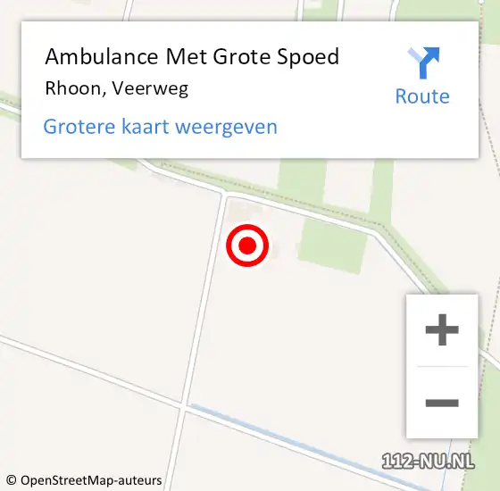 Locatie op kaart van de 112 melding: Ambulance Met Grote Spoed Naar Rhoon, Veerweg op 2 augustus 2023 15:42