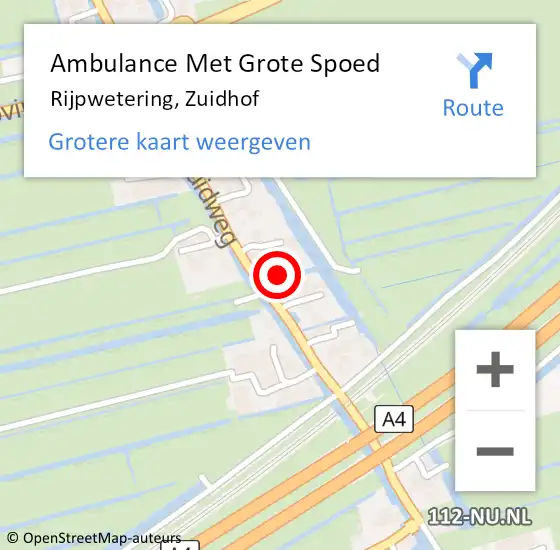 Locatie op kaart van de 112 melding: Ambulance Met Grote Spoed Naar Rijpwetering, Zuidhof op 2 augustus 2023 15:48