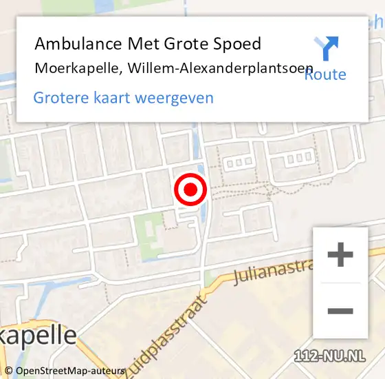 Locatie op kaart van de 112 melding: Ambulance Met Grote Spoed Naar Moerkapelle, Willem-Alexanderplantsoen op 2 augustus 2023 15:56