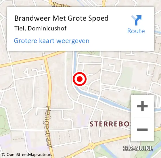 Locatie op kaart van de 112 melding: Brandweer Met Grote Spoed Naar Tiel, Dominicushof op 2 augustus 2023 16:41