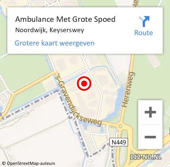 Locatie op kaart van de 112 melding: Ambulance Met Grote Spoed Naar Noordwijk, Keyserswey op 2 augustus 2023 16:50