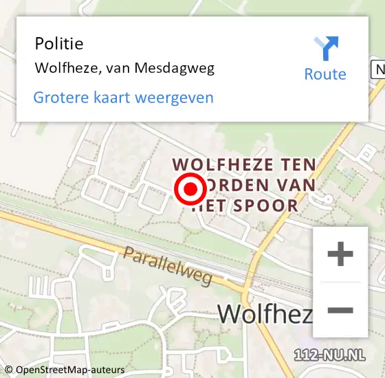 Locatie op kaart van de 112 melding: Politie Wolfheze, van Mesdagweg op 2 augustus 2023 17:13