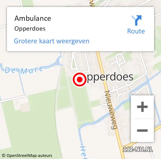 Locatie op kaart van de 112 melding: Ambulance Opperdoes op 2 augustus 2023 17:21