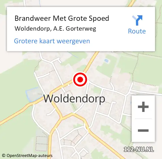 Locatie op kaart van de 112 melding: Brandweer Met Grote Spoed Naar Woldendorp, A.E. Gorterweg op 2 augustus 2023 17:24