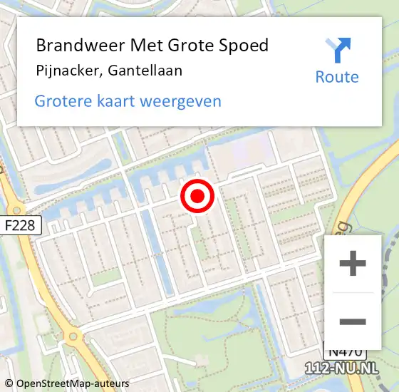 Locatie op kaart van de 112 melding: Brandweer Met Grote Spoed Naar Pijnacker, Gantellaan op 2 augustus 2023 17:59