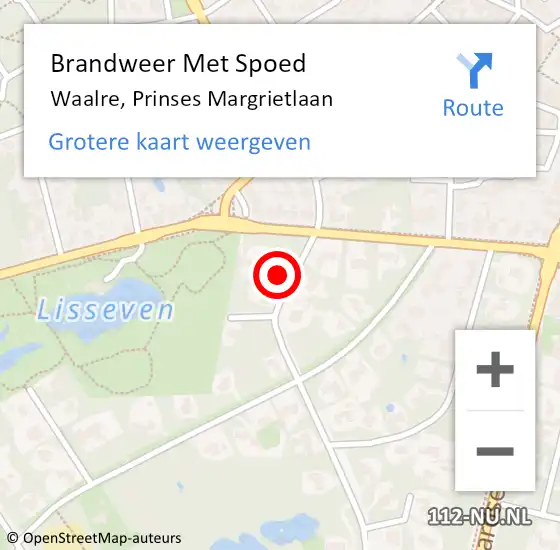 Locatie op kaart van de 112 melding: Brandweer Met Spoed Naar Waalre, Prinses Margrietlaan op 2 augustus 2023 18:04