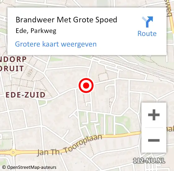 Locatie op kaart van de 112 melding: Brandweer Met Grote Spoed Naar Ede, Parkweg op 2 augustus 2023 18:21