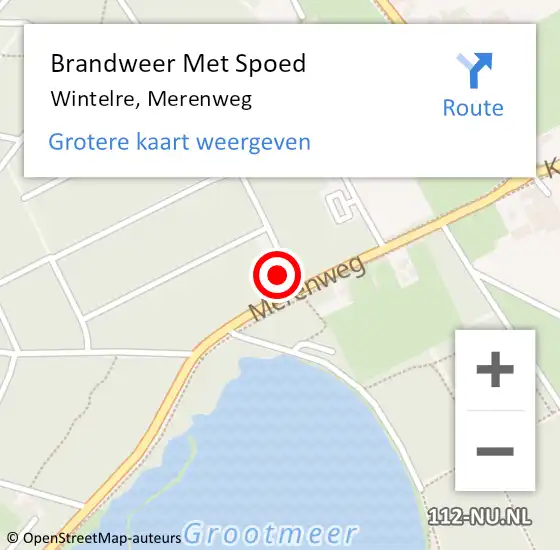 Locatie op kaart van de 112 melding: Brandweer Met Spoed Naar Wintelre, Merenweg op 2 augustus 2023 18:53