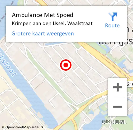 Locatie op kaart van de 112 melding: Ambulance Met Spoed Naar Krimpen aan den IJssel, Waalstraat op 2 augustus 2023 19:35