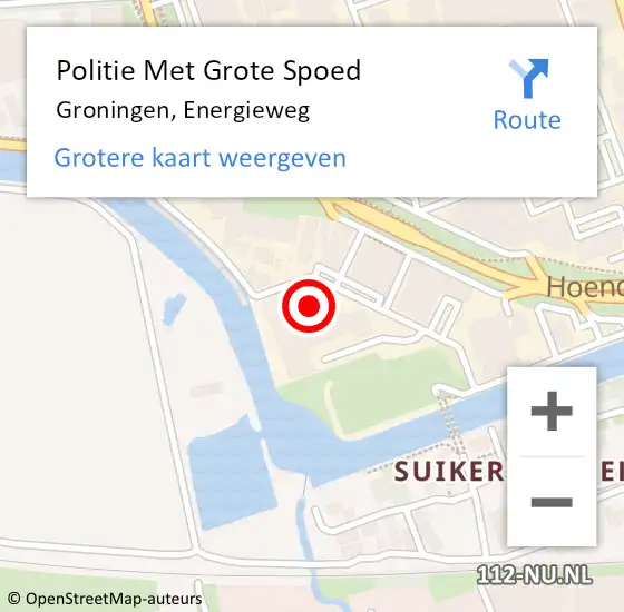 Locatie op kaart van de 112 melding: Politie Met Grote Spoed Naar Groningen, Energieweg op 2 augustus 2023 19:46