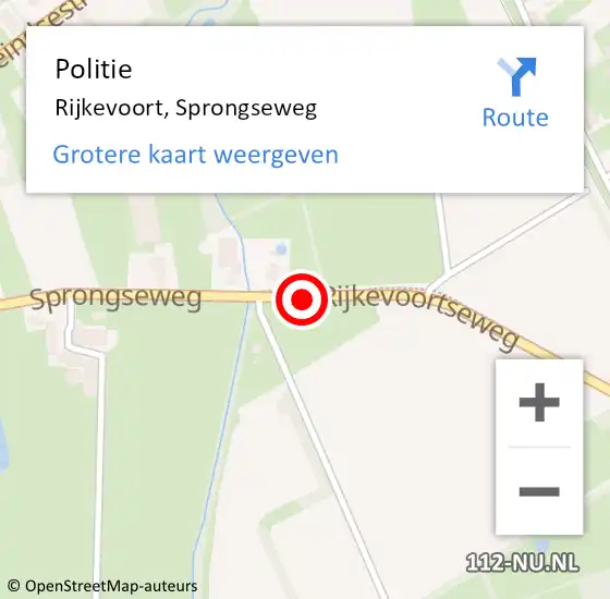 Locatie op kaart van de 112 melding: Politie Rijkevoort, Sprongseweg op 3 september 2014 17:15