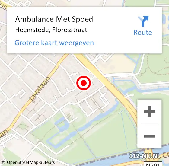 Locatie op kaart van de 112 melding: Ambulance Met Spoed Naar Heemstede, Floresstraat op 2 augustus 2023 20:27