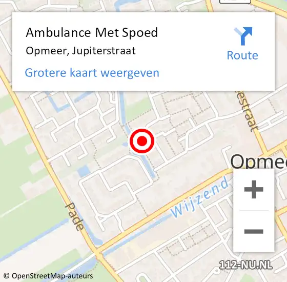 Locatie op kaart van de 112 melding: Ambulance Met Spoed Naar Opmeer, Jupiterstraat op 2 augustus 2023 20:31