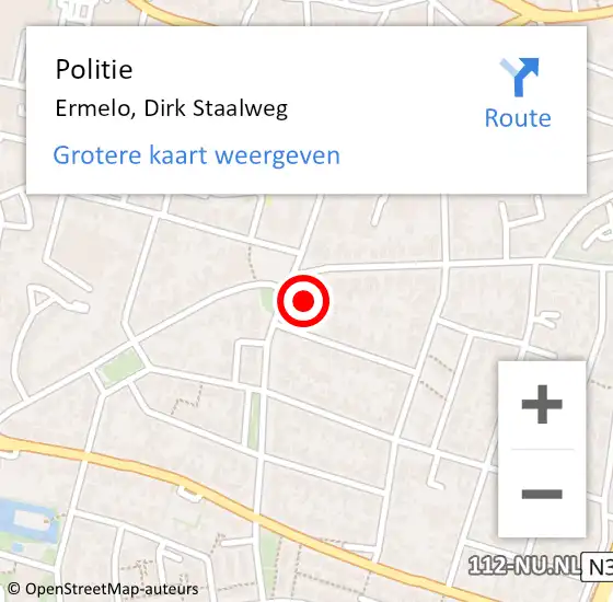 Locatie op kaart van de 112 melding: Politie Ermelo, Dirk Staalweg op 2 augustus 2023 21:35