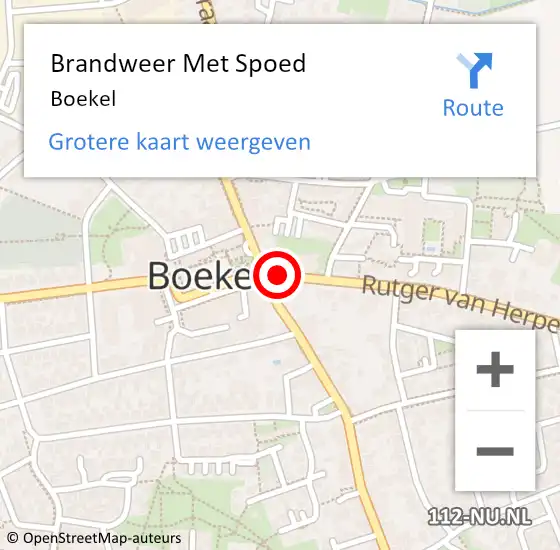 Locatie op kaart van de 112 melding: Brandweer Met Spoed Naar Boekel op 2 augustus 2023 22:16