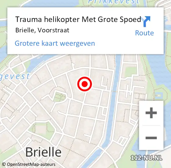 Locatie op kaart van de 112 melding: Trauma helikopter Met Grote Spoed Naar Brielle, Voorstraat op 2 augustus 2023 23:43