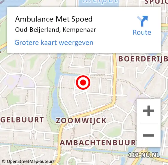 Locatie op kaart van de 112 melding: Ambulance Met Spoed Naar Oud-Beijerland, Kempenaar op 3 augustus 2023 00:43