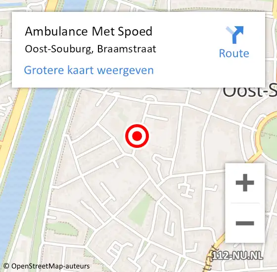 Locatie op kaart van de 112 melding: Ambulance Met Spoed Naar Oost-Souburg, Braamstraat op 3 september 2014 17:36