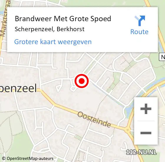 Locatie op kaart van de 112 melding: Brandweer Met Grote Spoed Naar Scherpenzeel, Berkhorst op 3 augustus 2023 01:26