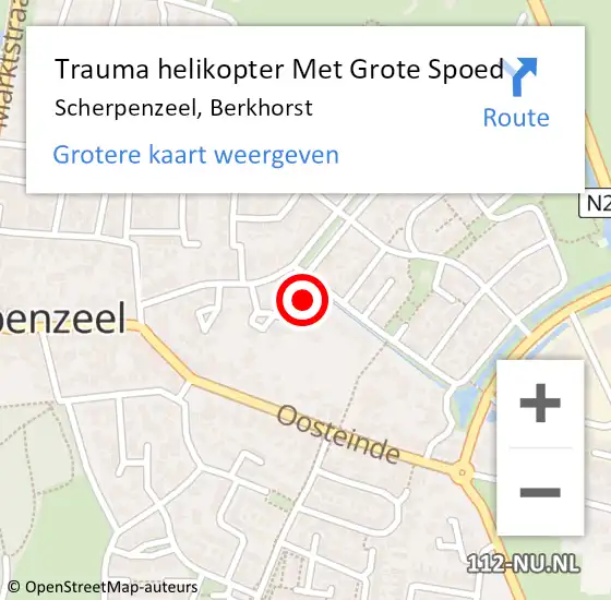 Locatie op kaart van de 112 melding: Trauma helikopter Met Grote Spoed Naar Scherpenzeel, Berkhorst op 3 augustus 2023 01:28