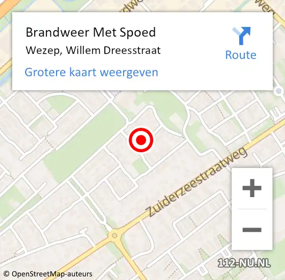 Locatie op kaart van de 112 melding: Brandweer Met Spoed Naar Wezep, Willem Dreesstraat op 3 augustus 2023 01:42