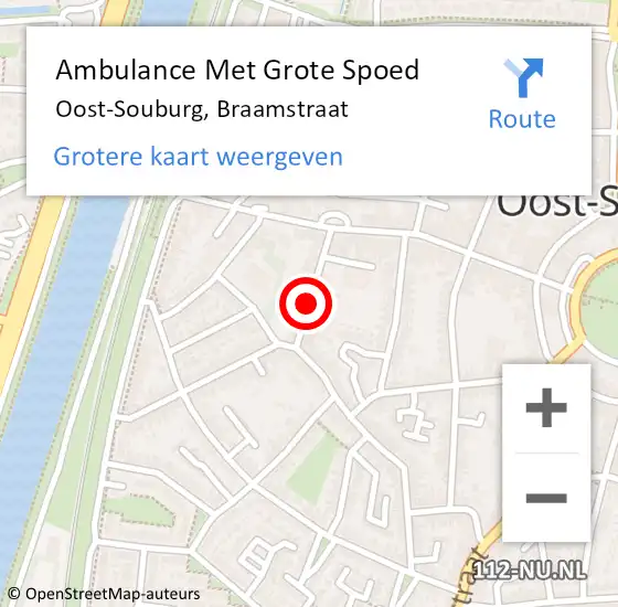 Locatie op kaart van de 112 melding: Ambulance Met Grote Spoed Naar Oost-Souburg, Braamstraat op 3 september 2014 17:37