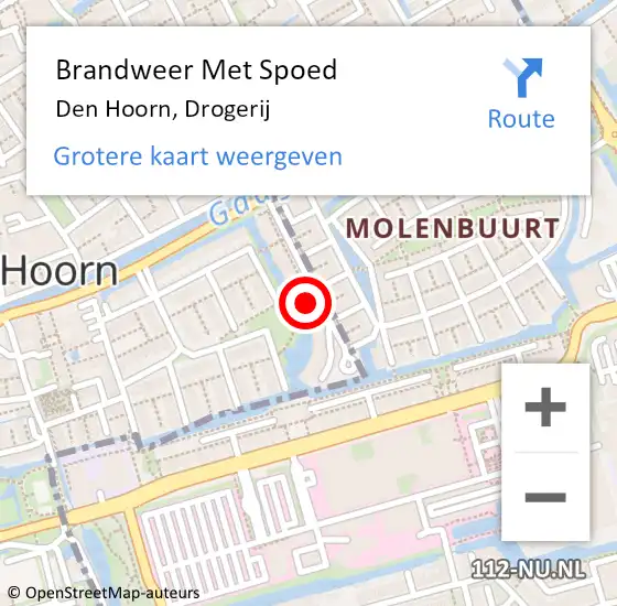 Locatie op kaart van de 112 melding: Brandweer Met Spoed Naar Den Hoorn, Drogerij op 3 augustus 2023 04:22