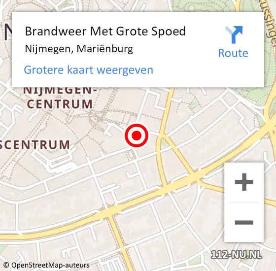 Locatie op kaart van de 112 melding: Brandweer Met Grote Spoed Naar Nijmegen, Mariënburg op 3 augustus 2023 04:53