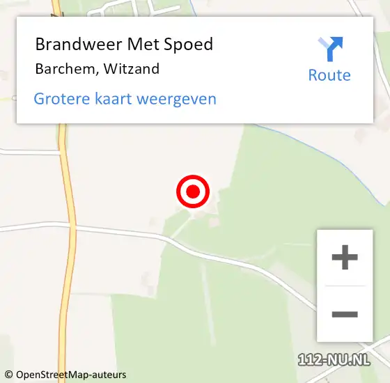 Locatie op kaart van de 112 melding: Brandweer Met Spoed Naar Barchem, Witzand op 3 augustus 2023 05:34
