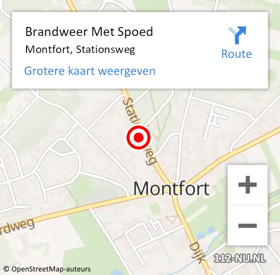 Locatie op kaart van de 112 melding: Brandweer Met Spoed Naar Montfort, Stationsweg op 3 augustus 2023 05:36