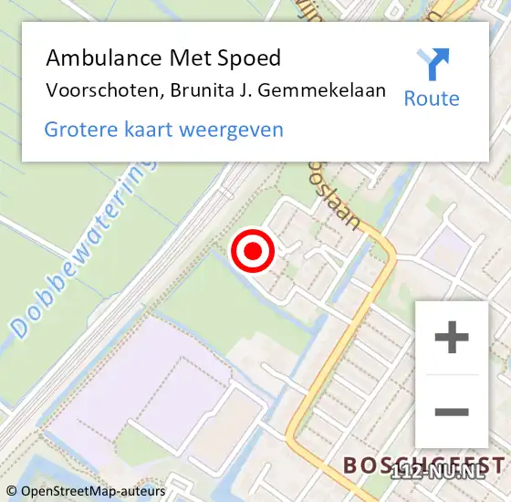 Locatie op kaart van de 112 melding: Ambulance Met Spoed Naar Voorschoten, Brunita J. Gemmekelaan op 3 augustus 2023 07:10