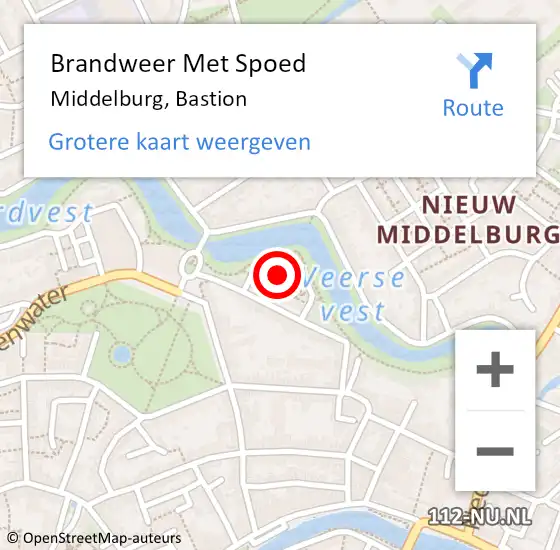 Locatie op kaart van de 112 melding: Brandweer Met Spoed Naar Middelburg, Bastion op 3 augustus 2023 07:39