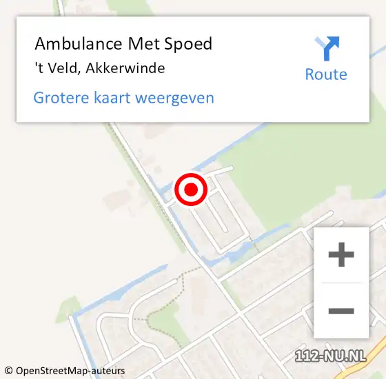 Locatie op kaart van de 112 melding: Ambulance Met Spoed Naar 't Veld, Akkerwinde op 3 augustus 2023 07:47