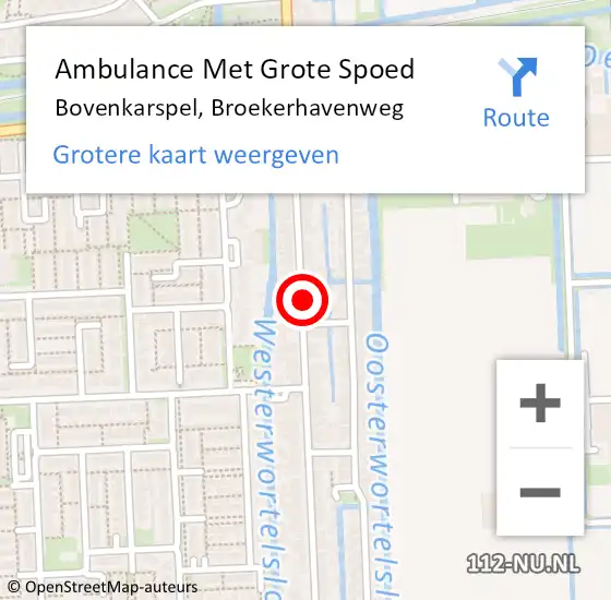 Locatie op kaart van de 112 melding: Ambulance Met Grote Spoed Naar Bovenkarspel, Broekerhavenweg op 3 augustus 2023 08:35