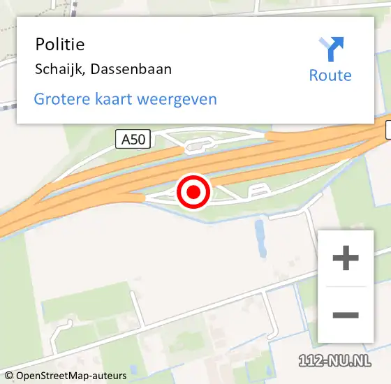 Locatie op kaart van de 112 melding: Politie Schaijk, Dassenbaan op 3 augustus 2023 08:45