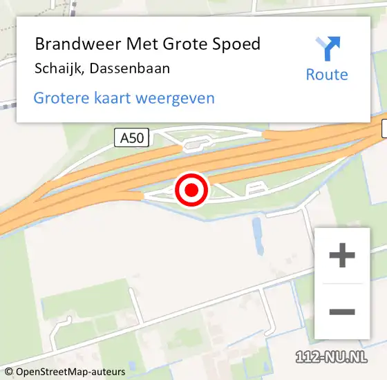 Locatie op kaart van de 112 melding: Brandweer Met Grote Spoed Naar Schaijk, Dassenbaan op 3 augustus 2023 08:46