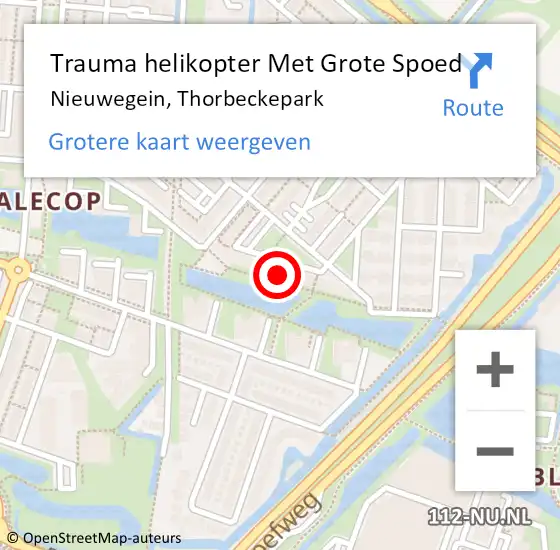 Locatie op kaart van de 112 melding: Trauma helikopter Met Grote Spoed Naar Nieuwegein, Thorbeckepark op 3 augustus 2023 09:00