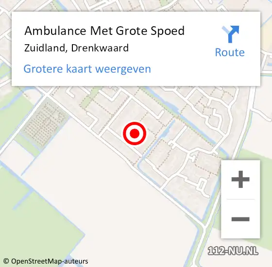 Locatie op kaart van de 112 melding: Ambulance Met Grote Spoed Naar Zuidland, Drenkwaard op 3 augustus 2023 09:27