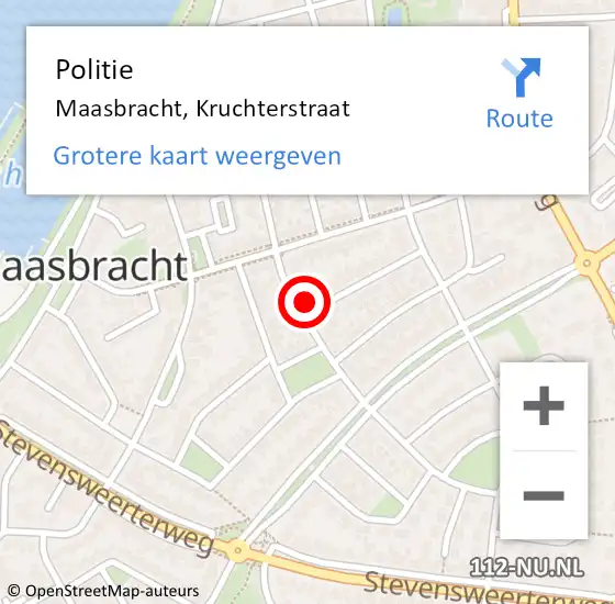 Locatie op kaart van de 112 melding: Politie Maasbracht, Kruchterstraat op 3 augustus 2023 09:29