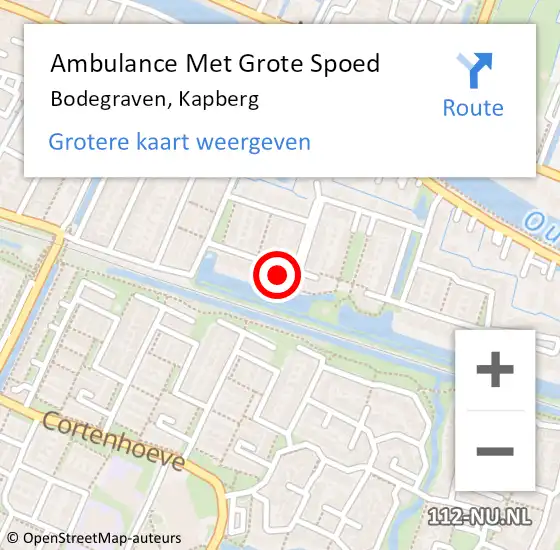 Locatie op kaart van de 112 melding: Ambulance Met Grote Spoed Naar Bodegraven, Kapberg op 3 augustus 2023 10:00