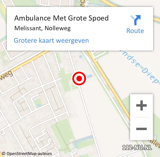 Locatie op kaart van de 112 melding: Ambulance Met Grote Spoed Naar Melissant, Nolleweg op 3 augustus 2023 10:04