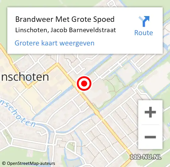 Locatie op kaart van de 112 melding: Brandweer Met Grote Spoed Naar Linschoten, Jacob Barneveldstraat op 3 augustus 2023 10:39