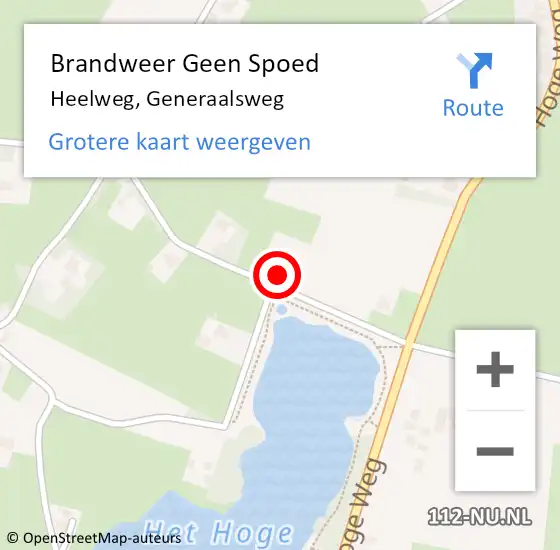 Locatie op kaart van de 112 melding: Brandweer Geen Spoed Naar Heelweg, Generaalsweg op 3 augustus 2023 10:52