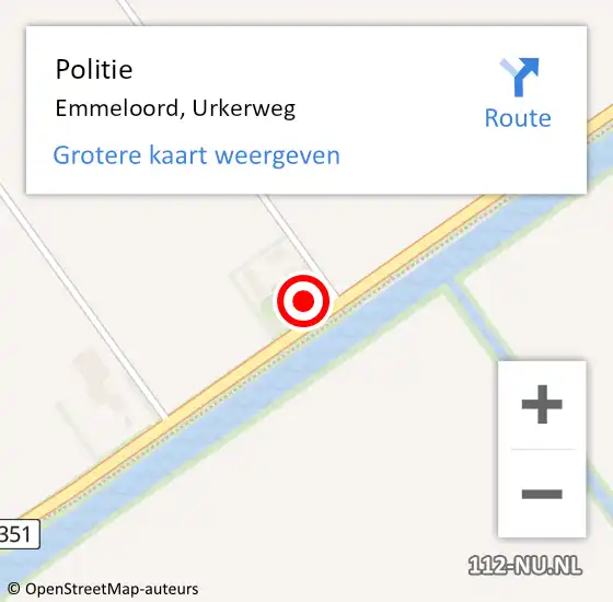Locatie op kaart van de 112 melding: Politie Emmeloord, Urkerweg op 3 augustus 2023 10:56