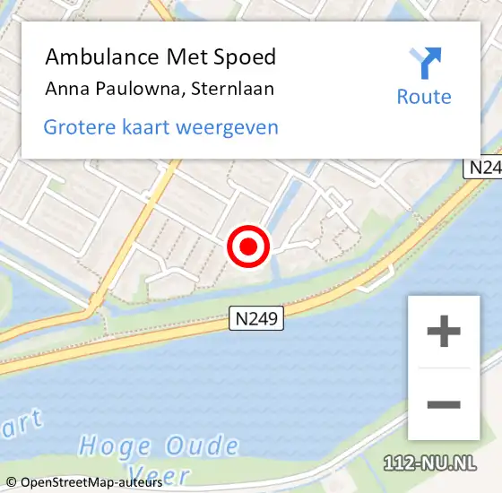 Locatie op kaart van de 112 melding: Ambulance Met Spoed Naar Anna Paulowna, Sternlaan op 3 september 2014 18:48