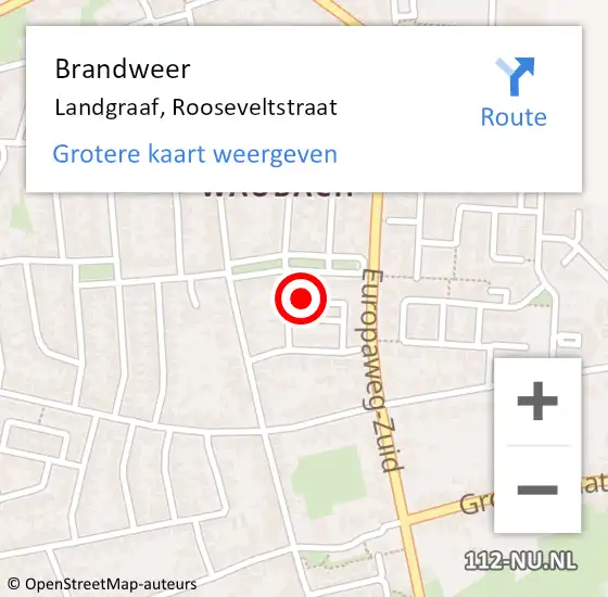 Locatie op kaart van de 112 melding: Brandweer Landgraaf, Rooseveltstraat op 3 september 2014 18:49