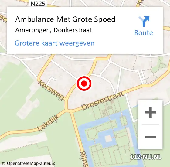 Locatie op kaart van de 112 melding: Ambulance Met Grote Spoed Naar Amerongen, Donkerstraat op 3 september 2014 18:50