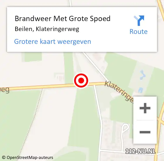 Locatie op kaart van de 112 melding: Brandweer Met Grote Spoed Naar Beilen, Klateringerweg op 3 augustus 2023 11:23