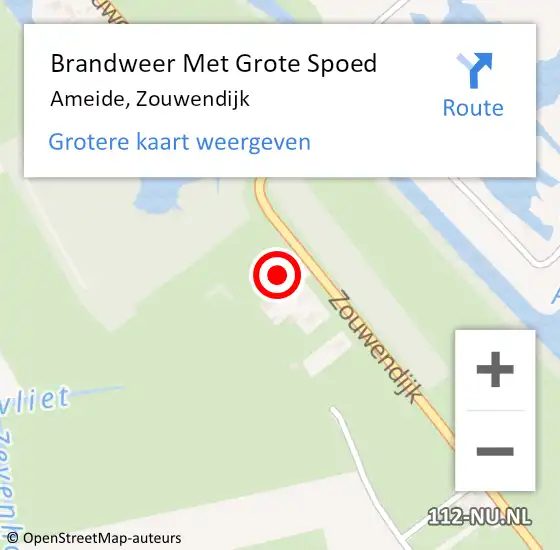 Locatie op kaart van de 112 melding: Brandweer Met Grote Spoed Naar Ameide, Zouwendijk op 3 augustus 2023 11:33